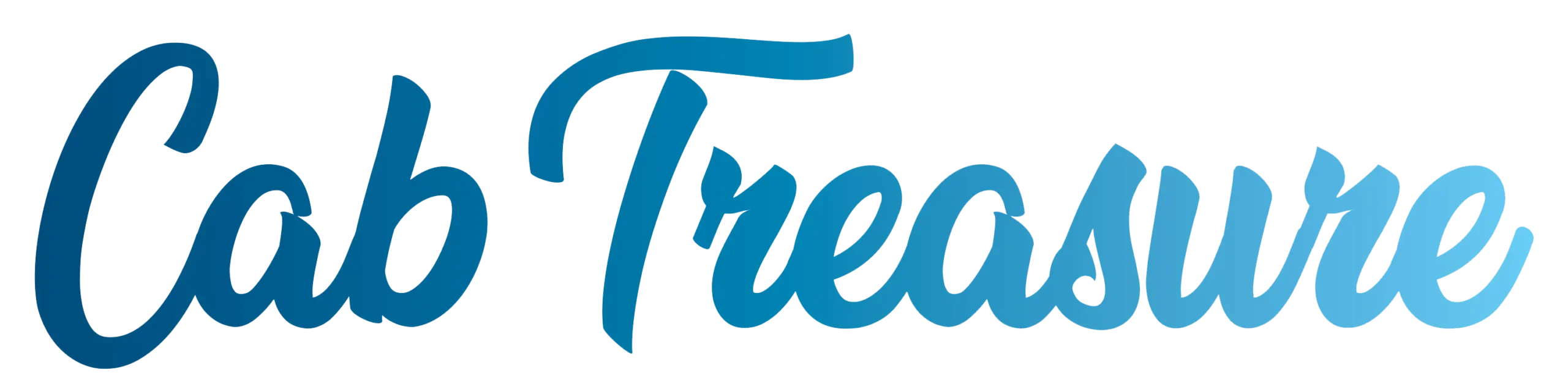 The image features the words “Cab Treasure” written in a bold, blue gradient, cursive-style font on a transparent background.
